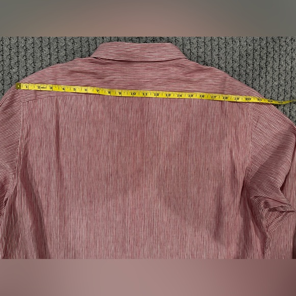 Brioni 3XL Red Striped Linen Button Down Shirt - Picture 7 of 8